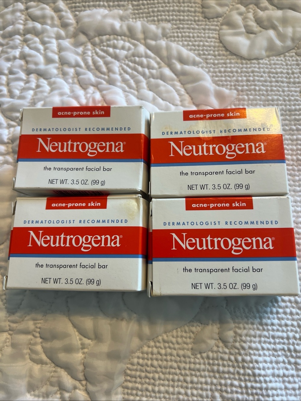 Lot of 4 Neutrogena Glycerin Facial Cleansing Bar For Acne-Prone Skin-3.5oz Old